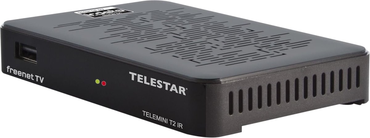 SnelShoppen - Telestar Telemini T2 IR DVB-T2 / DVB-C HD-receiver met Irdeto-decodering, 3 maanden Freenet TV, H.265/HEVC, HDMI, AV-Out, LAN, USB, zwar