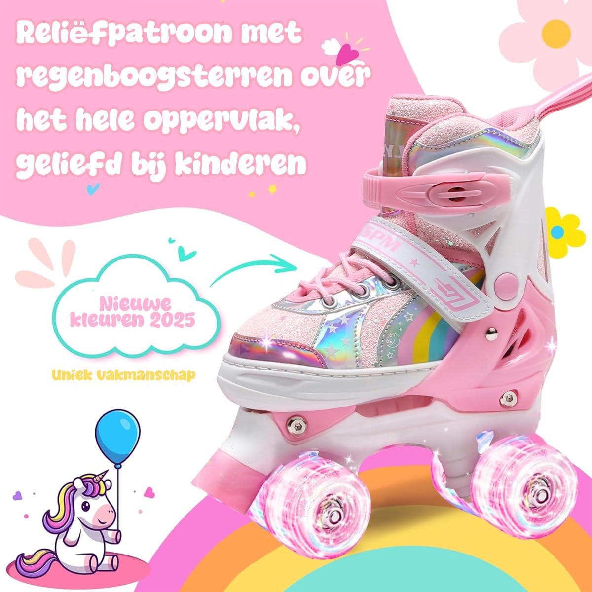 SnelShoppen Rolschaatsen voor Kinderen met 8 Lichtgevende Wieltjes 4 Verstelbare Maten Inclusief Opbergtas Geschikt voor Meisjes en Jongens Idea