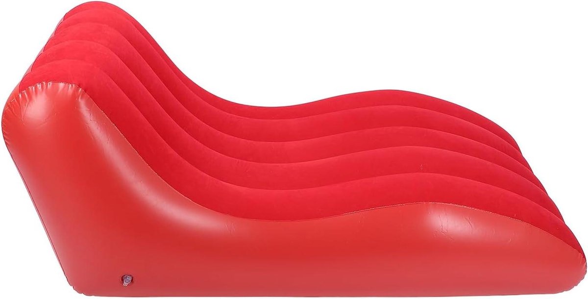 Opblaasbare Loungebank - Strandbed Luchtbank - Ontspannen Buiten - Ergonomisch Ontwerp - 155x97x65cm - Rood