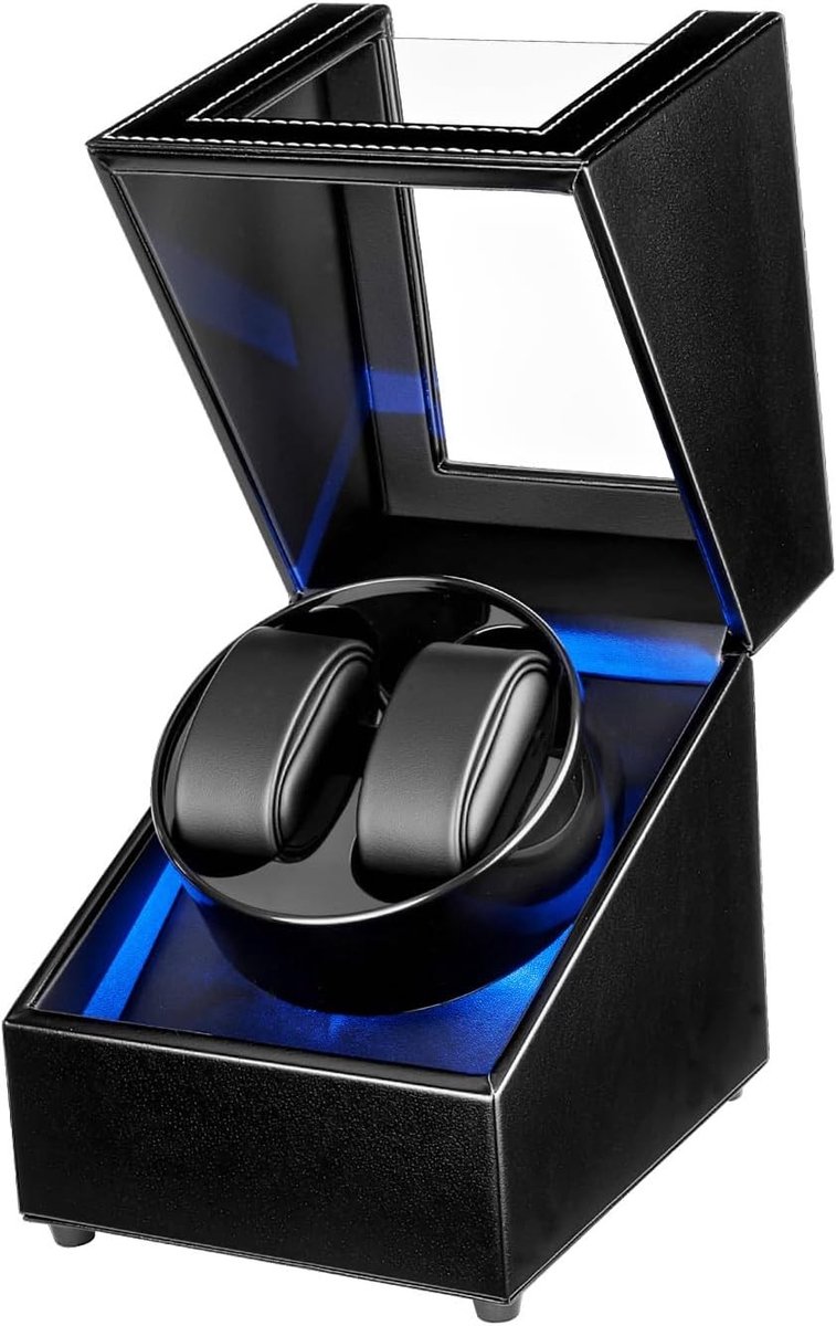 Watch winder voor 2 horloges - LED verlichting - 5 automatische rotatiemodi - ideaal voor automatische horloges - SnelShoppen