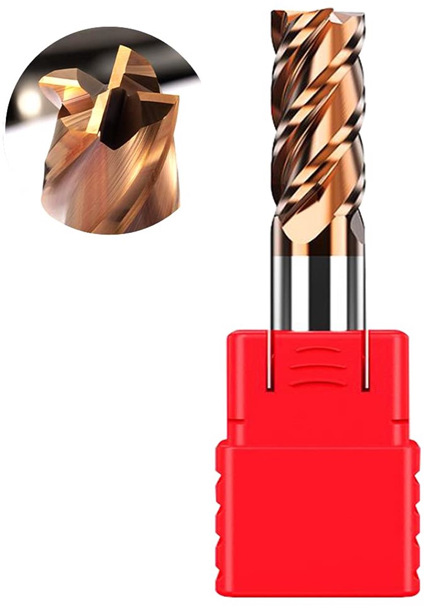 SnelShoppen - VHM Frezen met Schacht, Carbide, AlTiN Coating, Hardheid 55 HRC, 4 Snijkanten, Boor- en Freestoepassing, CNC, Tungsten Carbide (12 mm)