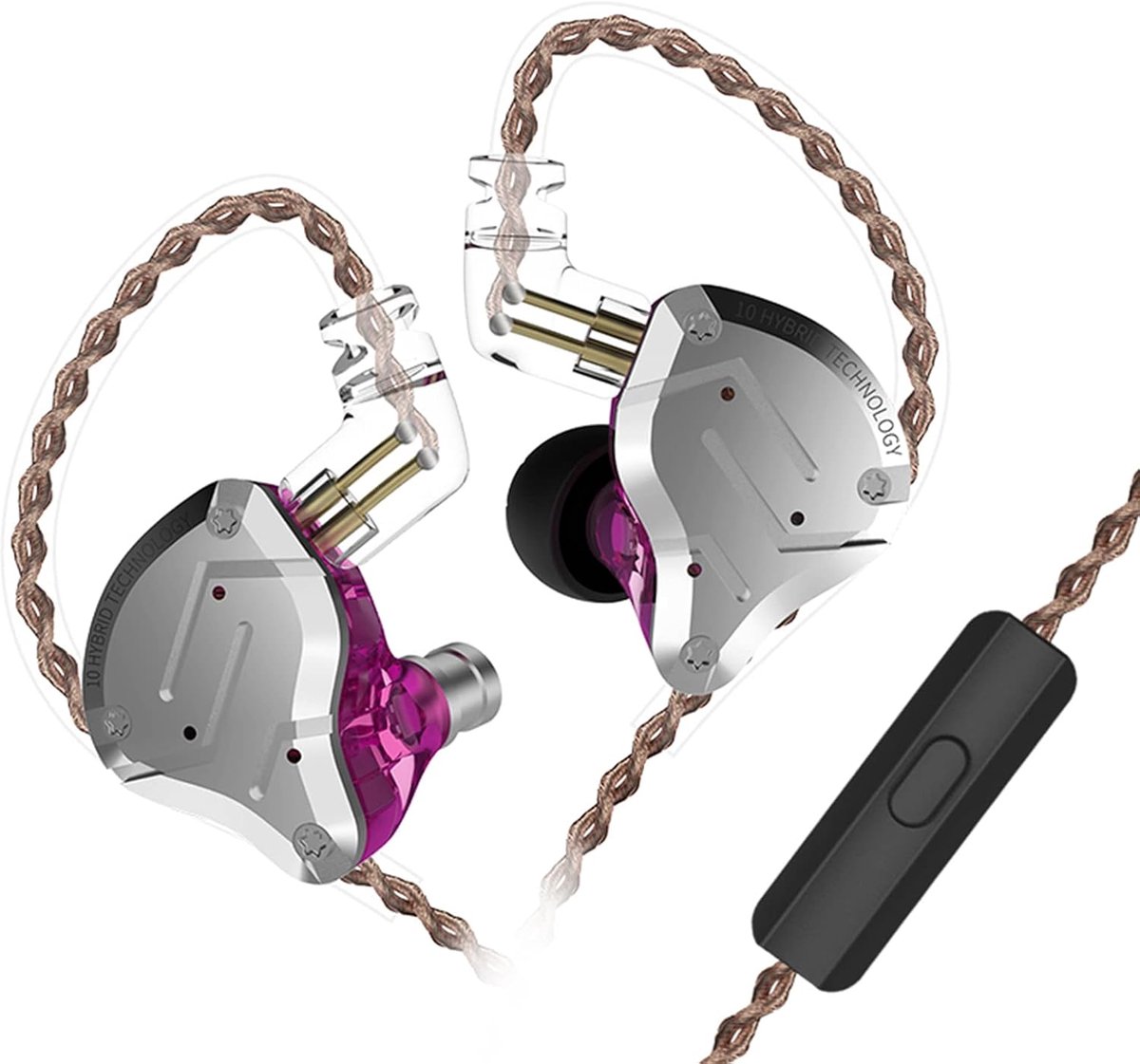 SnelShoppen - KZ ZS10 Pro In-Ear Hoofdtelefoon met 4BA + 1DD Hybrid Drivers, Hifi Geluid, Duidelijke Bass, Noise Cancelling Monitor Hoofdtelefoons, Af