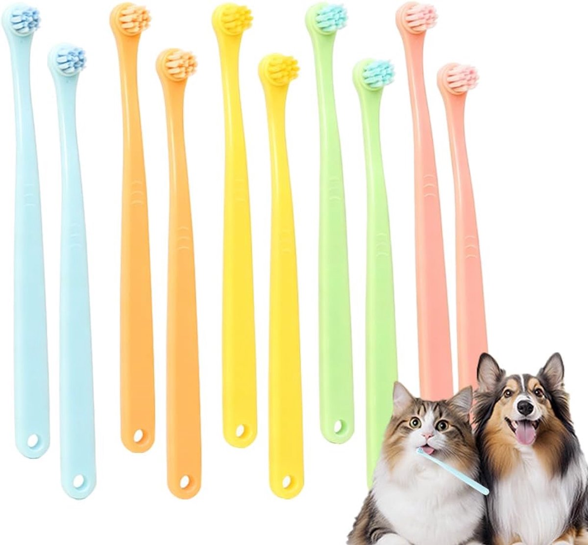SnelShoppen - 10 Stuks Zachte Siliconen Tandenborstel voor Huisdieren - Tandenborstel voor Kleine Honden en Katten - Voor Gevoelige Tanden en Tandvlee