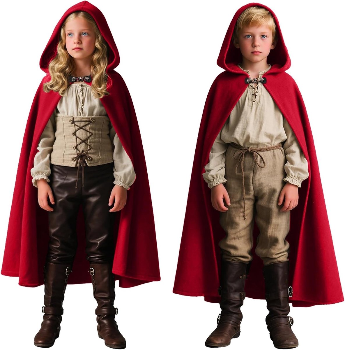 Middeleeuwse Cape met Kap voor Mannen - Renaissance Kostuum voor Halloween en Themafeesten