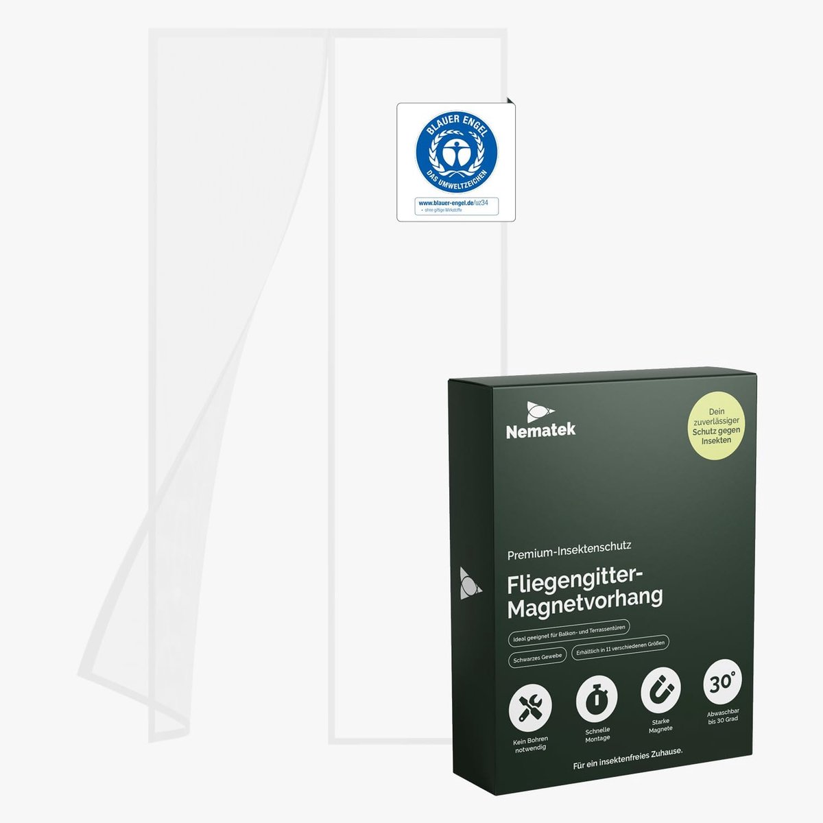 SnelShoppen - Hor Deur Wit 90 x 200 cm - Hoogwaardige Insectenbescherming voor Terras- en Balkondeuren met Sterke Magneten - Eenvoudig te Monteren zon