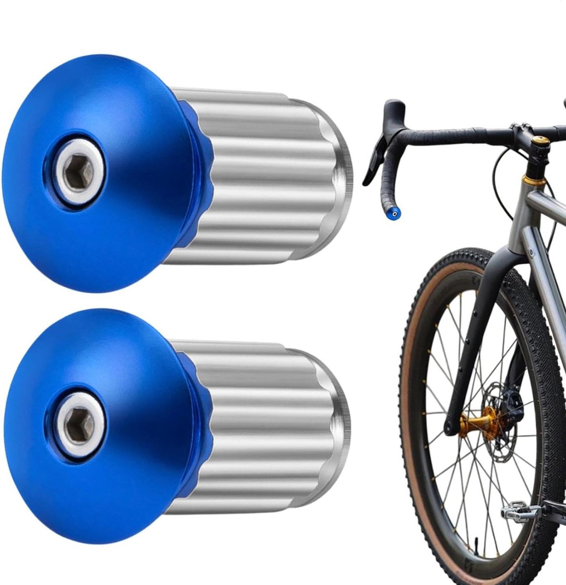 Fiets Stuurdoppen - Handvat Doppen - Fietsen Beschermen - Aluminiumlegering - 8 x 4 x 2.4 cm - Blauw