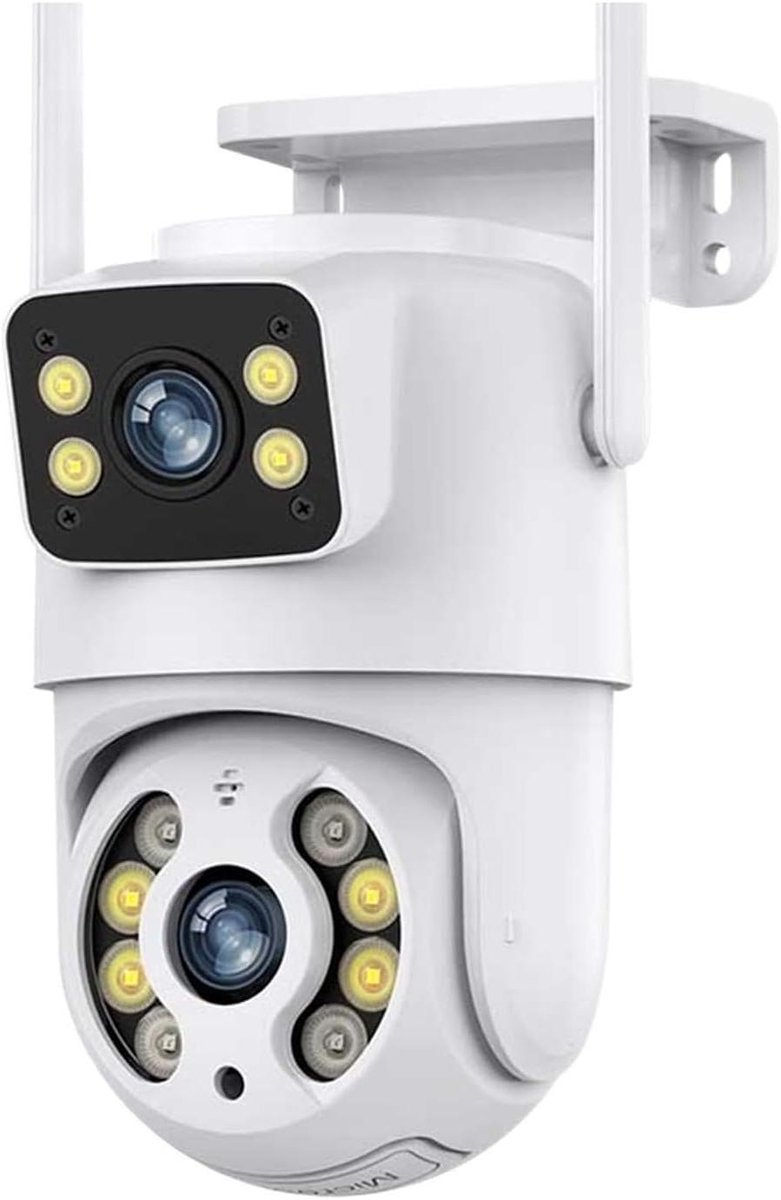 Beveiligingscamera Dubbele Lens - PTZ Camera Wifi - Buiten Bewaken - AI Menselijke Detectie - 6MP 4K - Wit