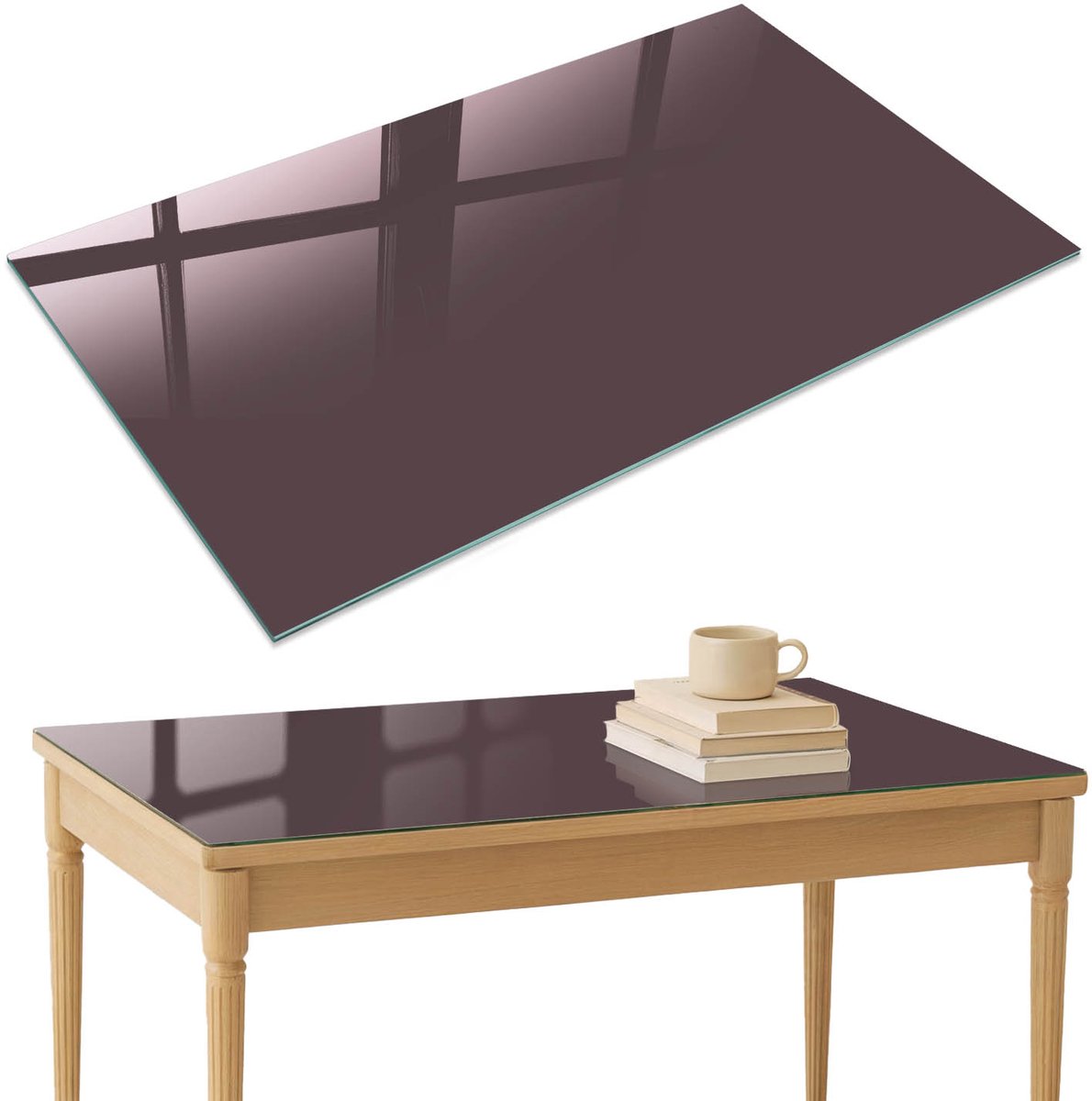 ArtPrintCave Grijze kleur Glazen Tafelblad 120x80 cm - Tafelblad Rechthoek - Paars Eettafel Met Glasplaat - Achtergronden en patronen Bureaublad