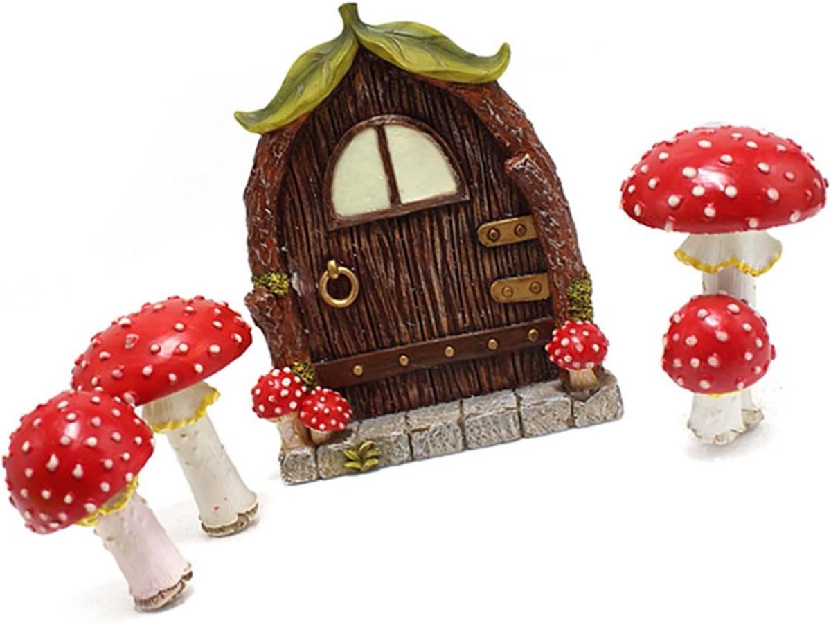 Paddenstoel Decoratie - Tuindecoratie Hars - Tuin Verfraaien - Oplichtend in Donker - 22L x 18B x 9H cm