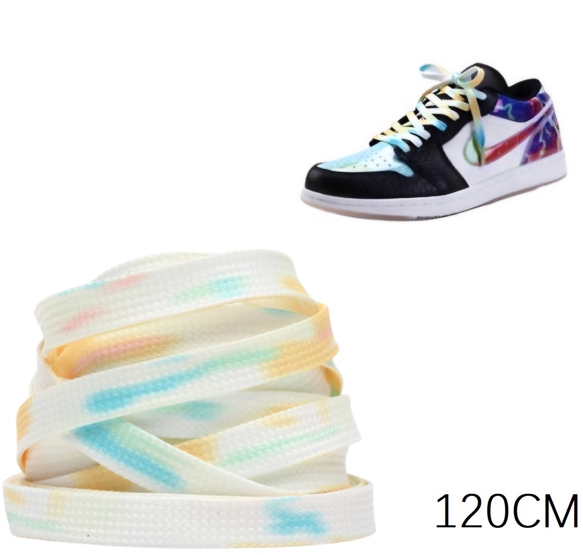 Kleurrijke platte schoenveters wit geel blauw -breedte 8MM- 120cm- Outdoor/ sport schoenen veters- Sneakers schoenen Unisex- kinderen- tieners- volwassenen