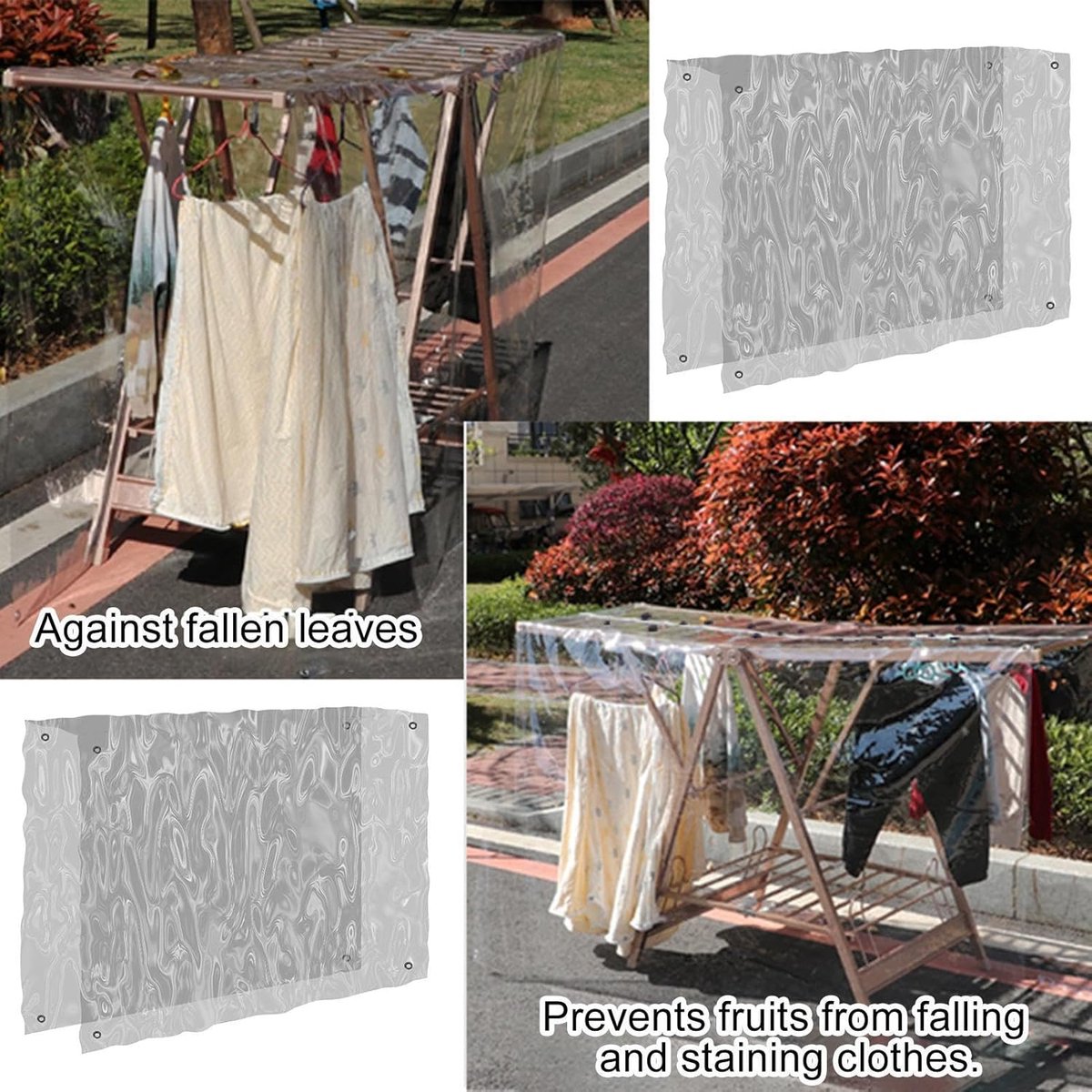Droogmolen Beschermhoes - Afdekking Droogrek - Kleding Beschermen - Waterdicht PVC - 180 x 55 x 105 cm - Transparant