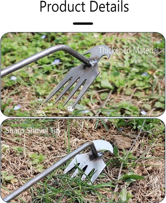 Onkruidtrekker Handmatig - Tuingereedschap Wieden - Effectief Onkruid Verwijderen - Ergonomisch Handvat - Viertandig Ontwerp - Metaal — afbeelding 3
