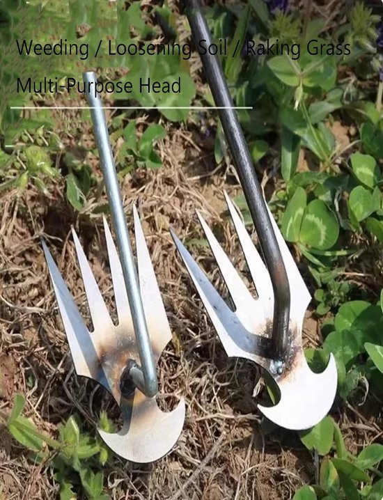 Onkruidtrekker Handmatig - Tuingereedschap Wieden - Effectief Onkruid Verwijderen - Ergonomisch Handvat - Viertandig Ontwerp - Metaal — afbeelding 5