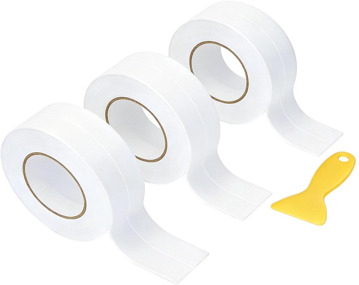 3 rollen zelfklevende afdichtingstape, plakstrips, siliconen, waterdichte afdichtingstape voor keuken, badkamer, toilet, wanddeken (38 mm x 3,2 m)
