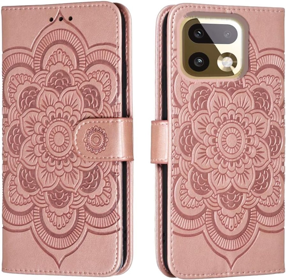 Hoes voor Realme 16 Pro Plus 5G met kaartenvak, standfunctie, magneet, zacht leer en klapdeksel voor Realme 16 Pro+ (roze)