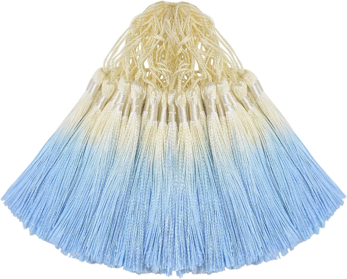 50 stuks mini zijden kwastje voor knutselen, doe-het-zelf bladwijzer, schattige sieraden maken, hars kralen, meisje oorbel, sleutelhanger, afstuderen, kleine sleutel, lange lintstof naaien,