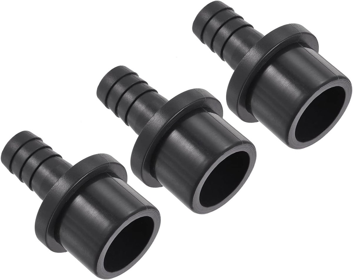 METERXITY 3 stuks pvc-buisschroefverbinding waterbuisconnector 12 mm rechte buiskoppeling voor buiten/tuin/zwembad (AD 25 mm zwart)