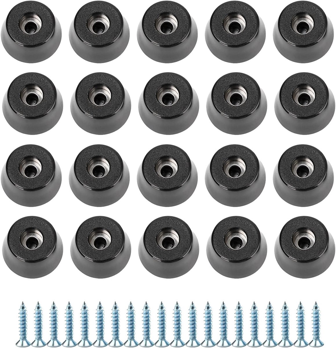 Rubberen voetjes 20 stuks rubberen voetjes voor snijplanken kleine rubberen voeten zwarte rubberen voet rond zwart rubberen voetjes met ingebouwde en roestvrijstalen schijf schroeven