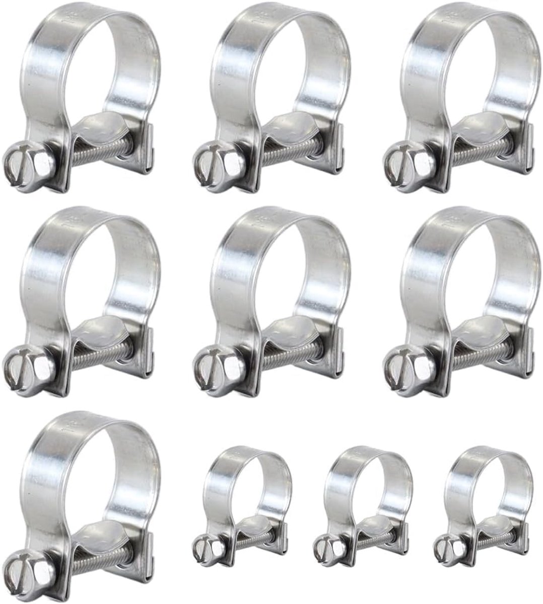 10 stuks slangklemmen van roestvrij staal 304, 16-18 mm mini-brandstofleidingklemmen met T-boutverbinding voor automontage