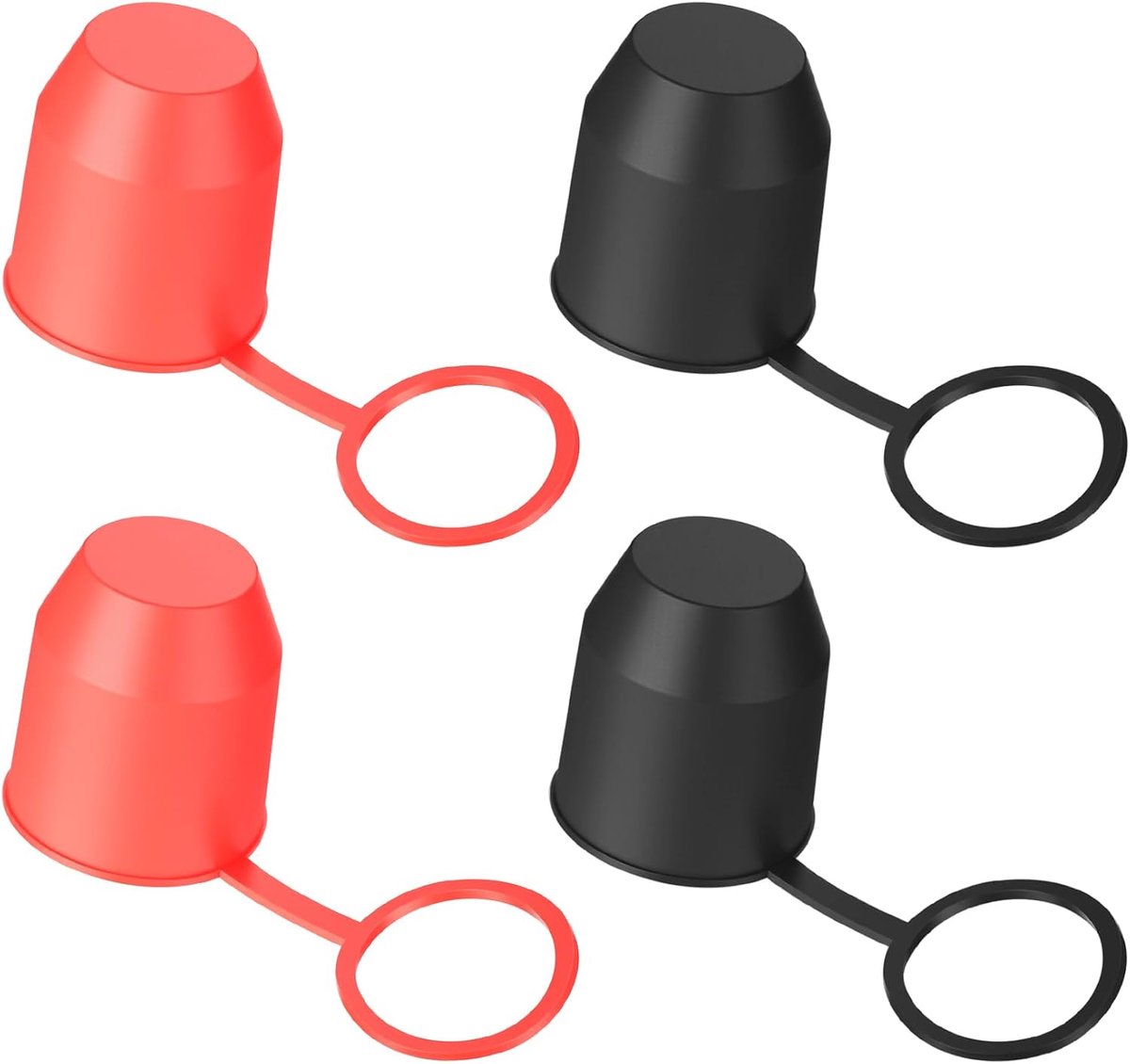 4 stuks afdekking, trekhaakafdekking, trekhaakkap, waterdichte stofdichte beschermkap, trekhaak voor auto, camper, voertuigen, caravan, kogelkopbescherming (zwart, rood)