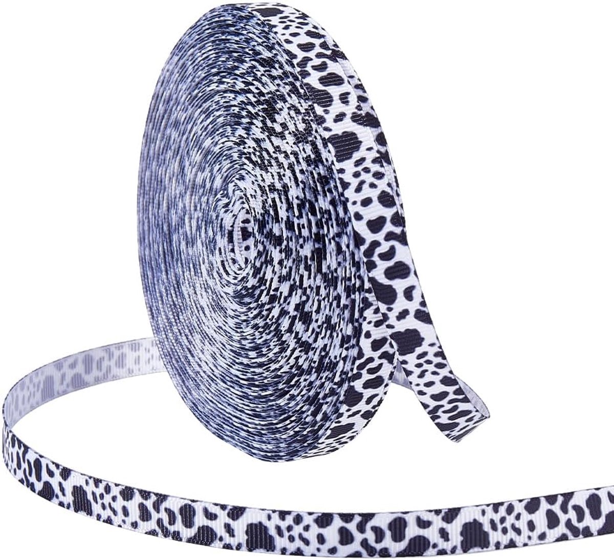 1 rol lint met luipaardpatroon, 25 yards, ripsband 10 mm met draad, voor feestjes, haarstrikken, wit