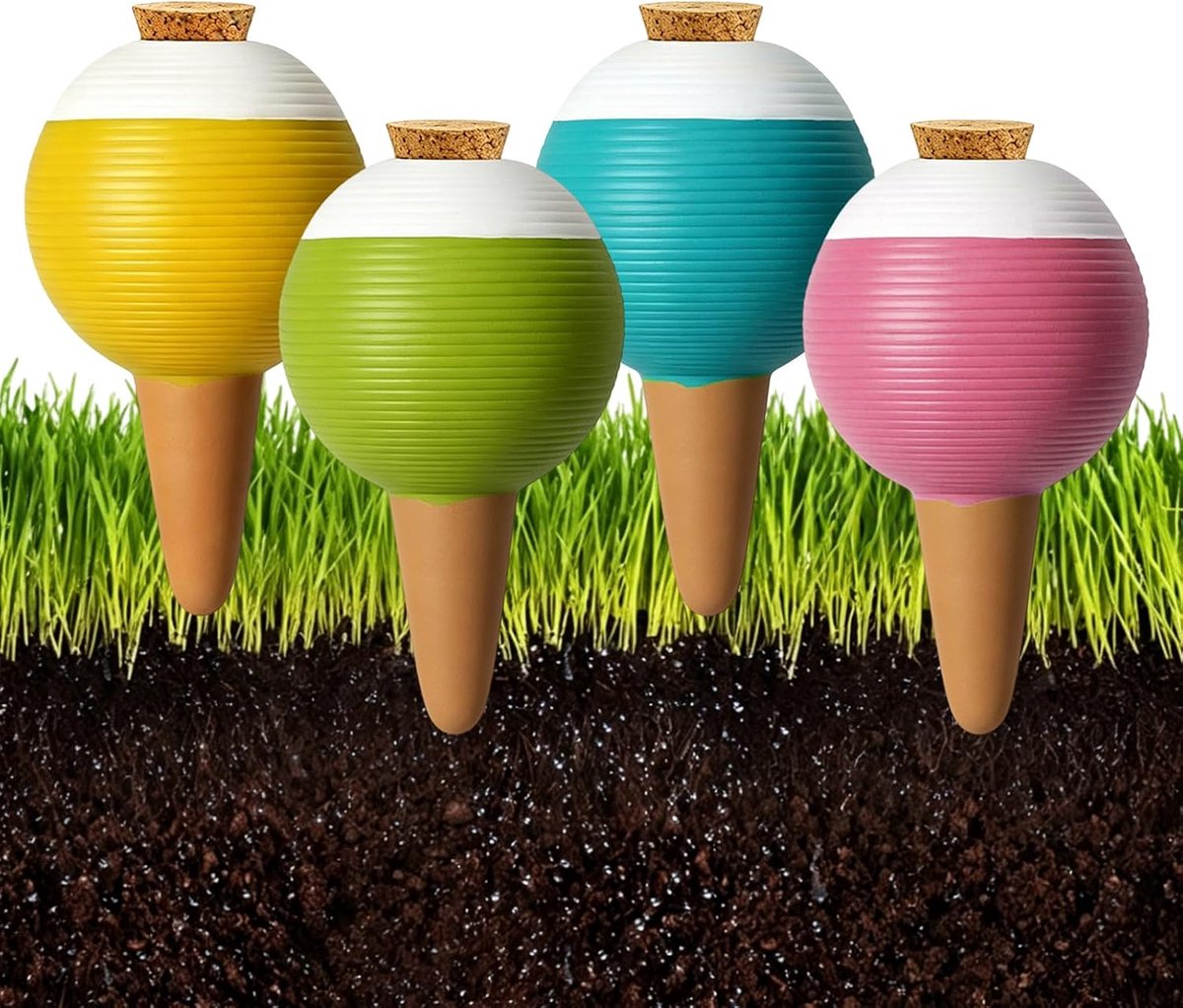 4 stuks Olla terracotta, 430 ml kleikegel irrigatie planten, automatische milieuvriendelijke irrigatie voor kamerplanten, natuurlijk irrigatiesysteem, waterdispenser planten irrigatiestaven