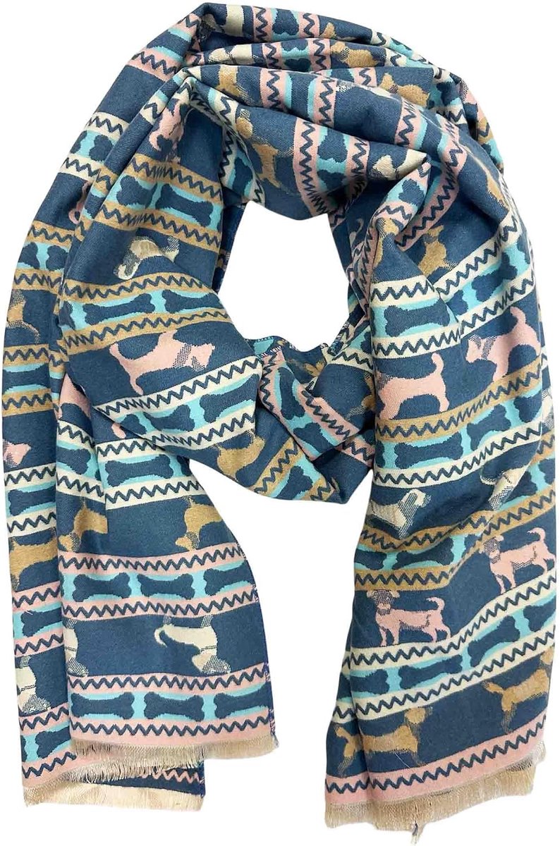 hond patroon teckel gebreide sjaal warme winter sjaal mode doek herfst lente stola wol met franjes doek