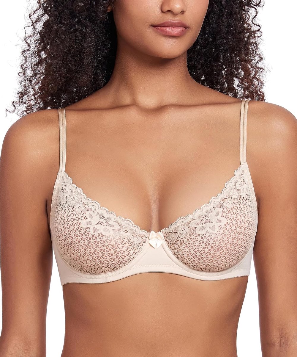Dames balconette beha mesh kant transparant ondergoed met beugel bralette ongevoerd