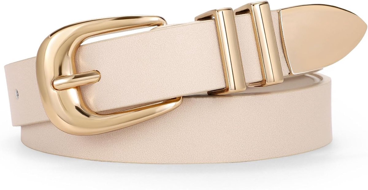 Leren damesriem, modieuze leren tailleriem voor broeken en jeans, dames western dunne riem met gouden/zilveren gesp