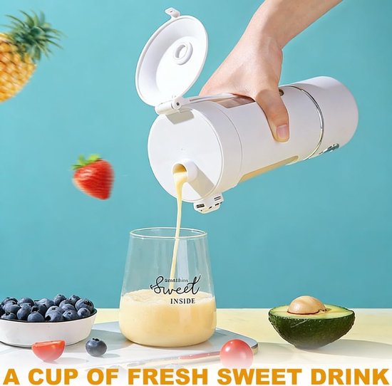 mixer 700 ml, oplaadbare mini-mixers met digitaal display, mixer to go voor milkshakes, fruit, groente, fitnessstudio, kantoor, camping, reizen (wit) — afbeelding 4