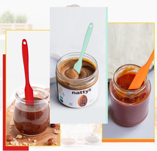 Spatels 24 cm lang handvat food grade siliconen spatels voor bakken hoge hittebestendige anti-stick jamverspreider veelkleurige schrapers voor keuken pot blender cake glazuur — afbeelding 4