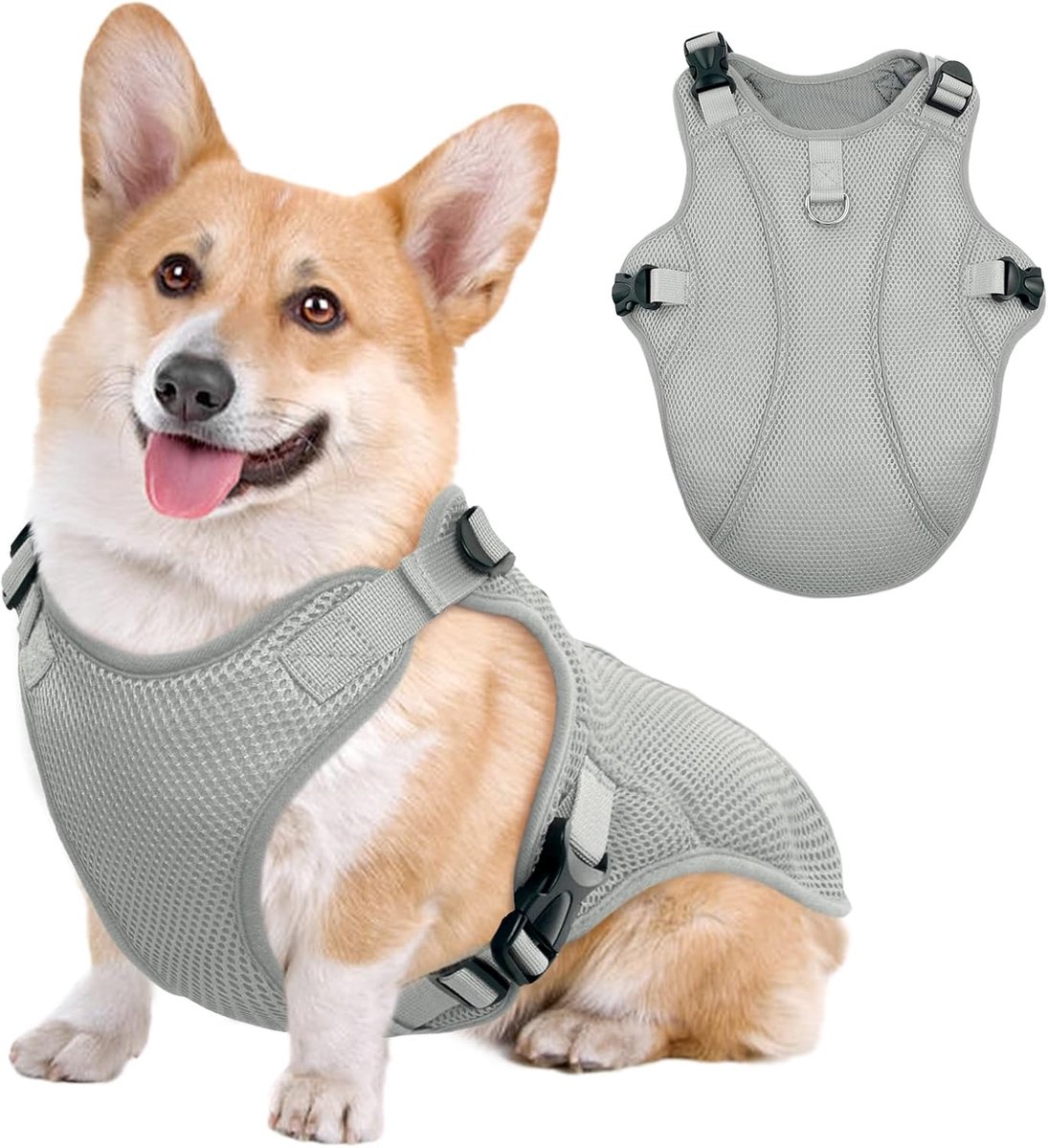 Koelvest voor honden, Ademend zomerhondenvest, Koeljack voor middelgrote honden, Zomervest voor huisdieren voor warm weer, Grijs M