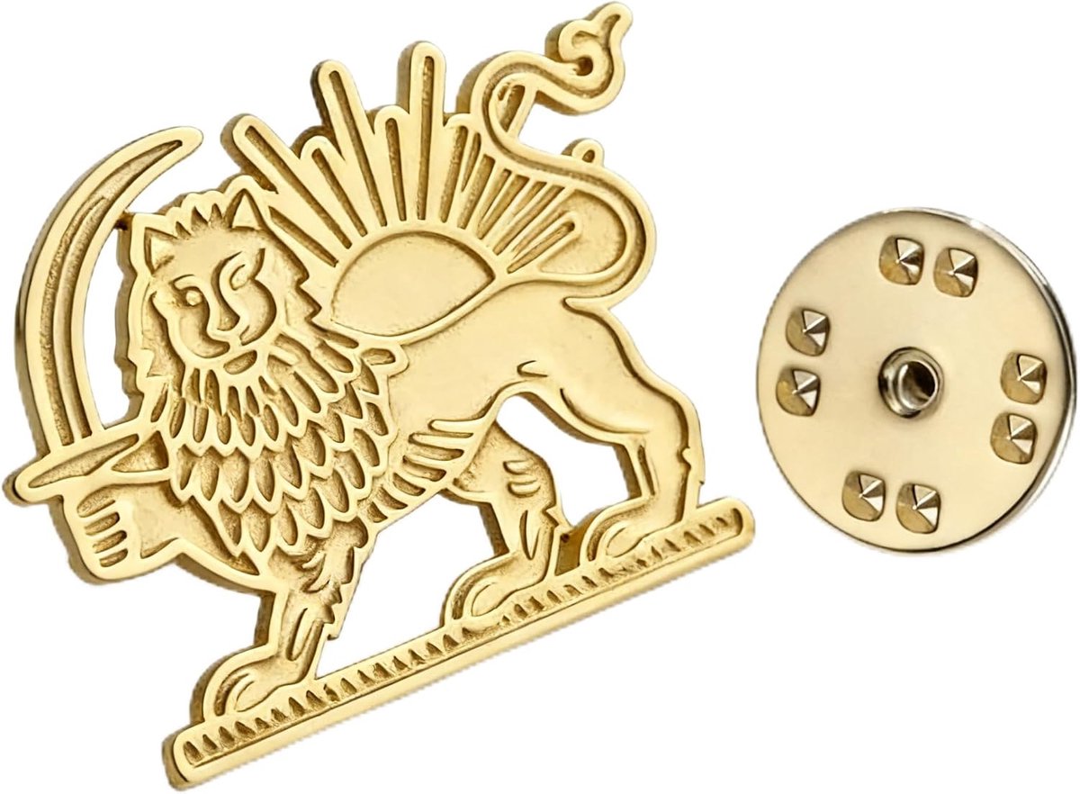 Iran Vlag Pin Bulk Roestvrij Stell Oude Perzische Iraanse Leeuw Zon en Kroon Revers Broche Erfgoed Sieraden Kleding Accessoires Souvenir Serie Badge Geschenken