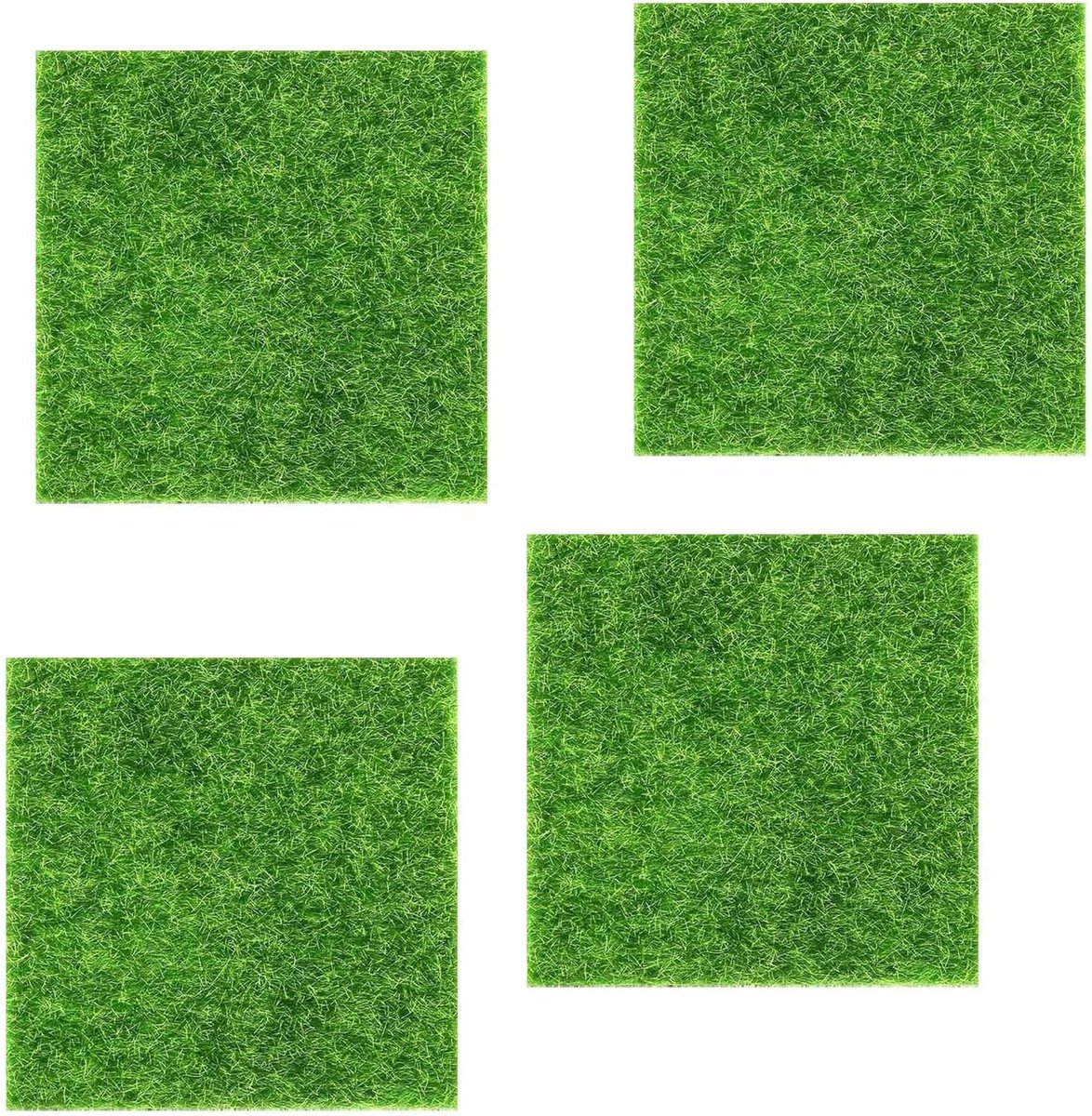 Kunstgras om te knutselen, 4 stuks, 15 x 15 cm, kunstgras miniatuur, mos, micro, landschap, huisdecoratie voor binnen en buiten, kabouter, tuinaccessoires
