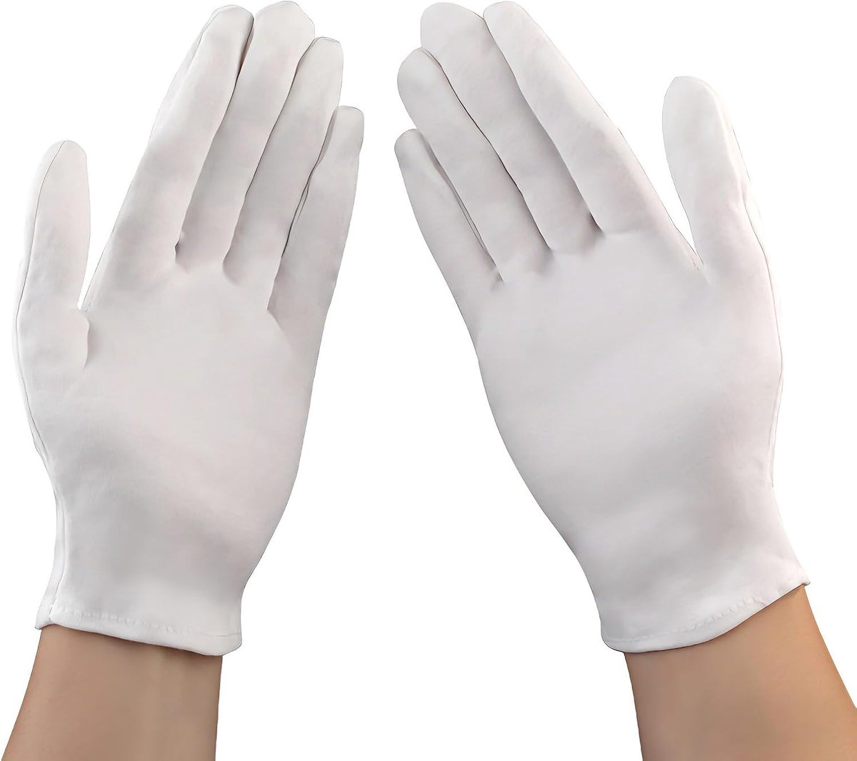 katoenen handschoenen, 2 paar (maat L), witte stoffen handschoenen & onderhandschoenen, ideaal voor neurodermitis-patiënten en dagelijks gebruik