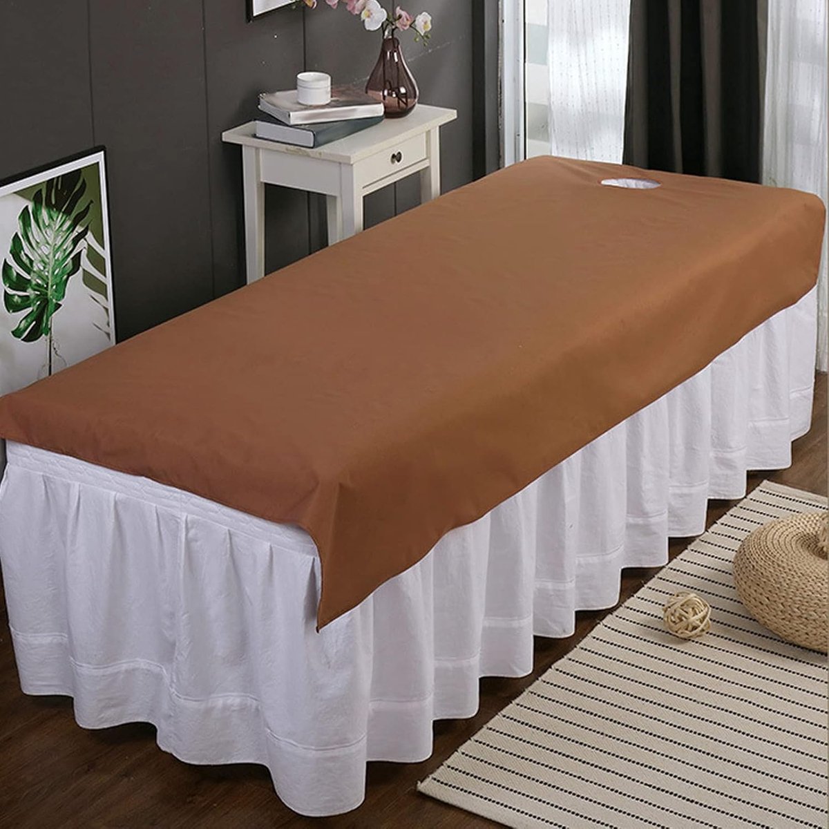 2 Stuks Massagetafellakens, 200x75 Cm/78,7x29,5 Inch Schoonheidssalon Lakens Ademend Oliebestendig Waterdicht SPA Massagetafel Voorblad(Bruin)