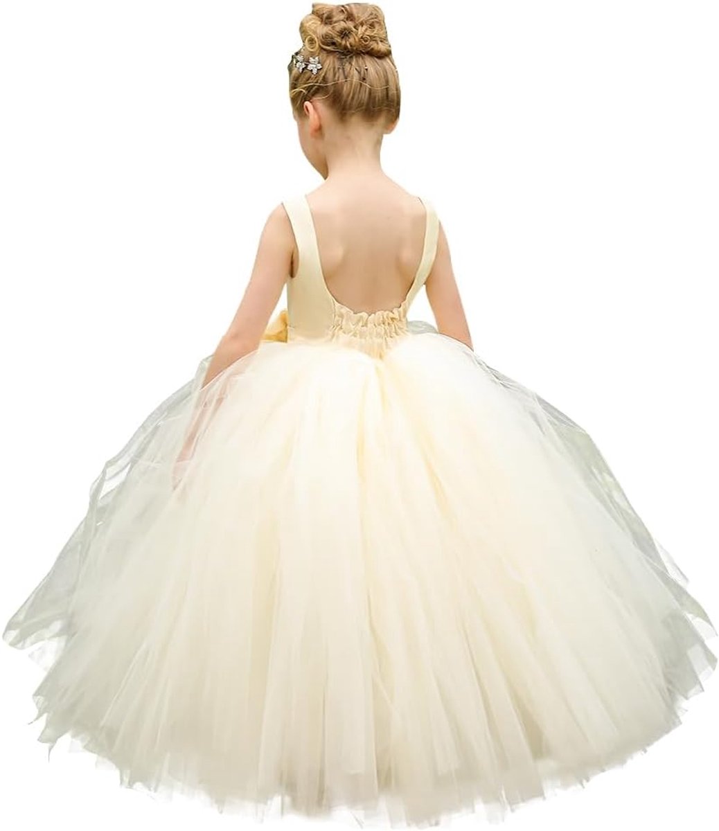 Bloemenmeisjesjurk, verjaardag, tutu, pageant, tule, prinsessenbaljurken, feest, bruiloft, kinderen, satijnen jurken