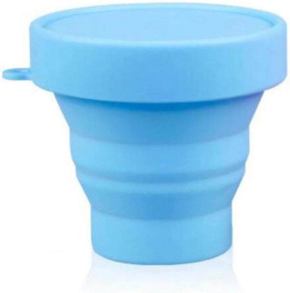 - Blauwe Opvouwbare Siliconen Beker met Deksel - 110 ml - Ideaal voor Onderweg
