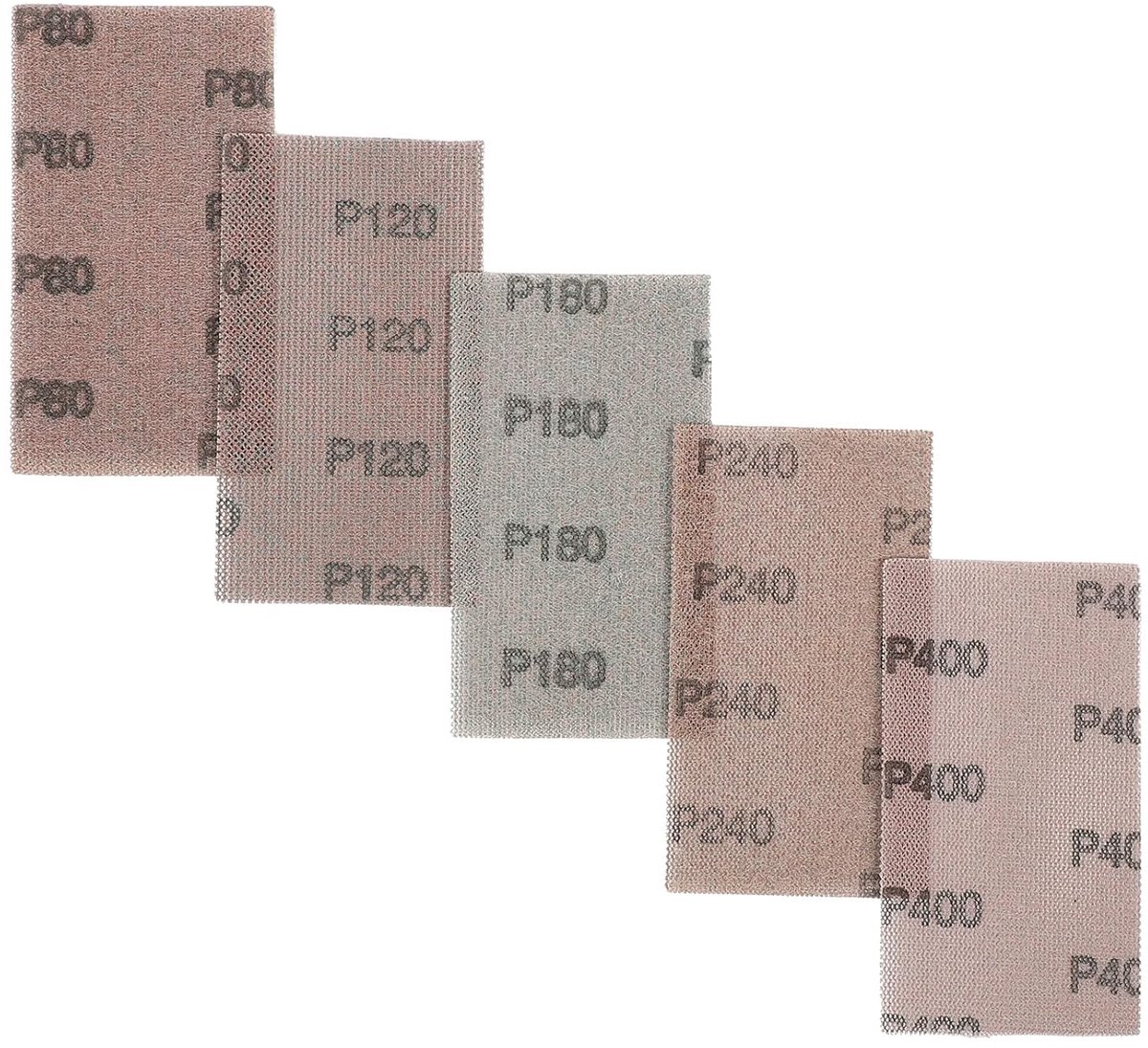 30 stuks netschuurstrips 70x125mm, klittenband schuurbladen, schuurrooster voor Mirka handschuurmachine, vlakschuurmachine en handschuurblok (korrel: 6xP80 + 6xP120 + 6xP180+ 6xP240+ 6xP400)
