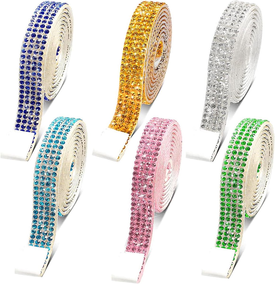 6 rollen zelfklevende diamantbanden, glinsterende diamantband, doe-het-zelf, kristallen strassband, voor kleding, knutselen, decoratie, doe-het-zelf