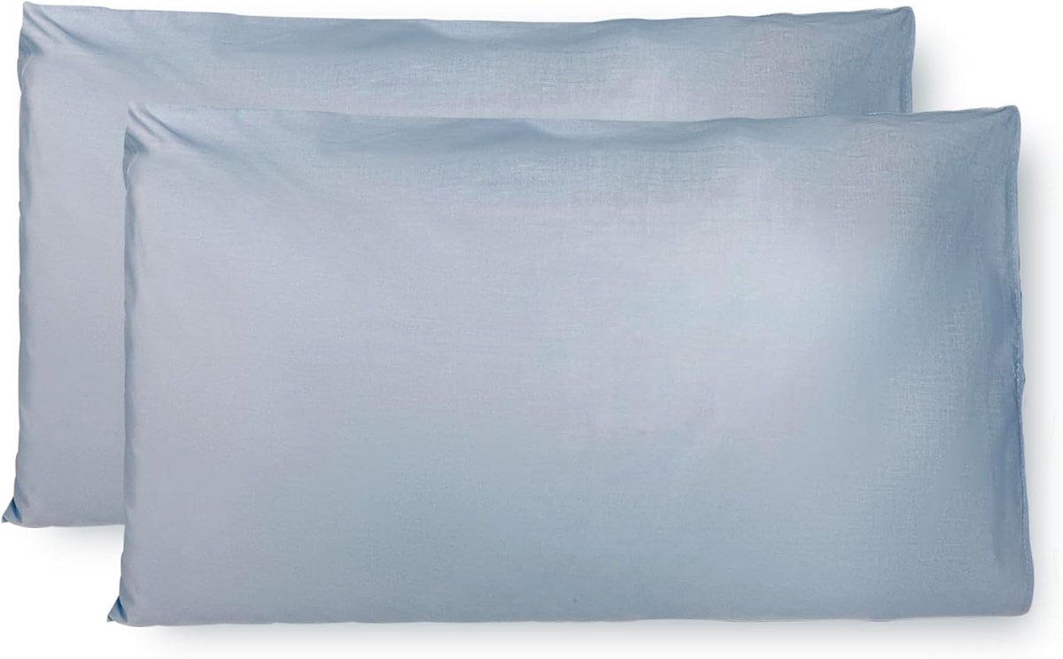 SnelShoppen - Set van 2 Hoofdkussenslopen 100% Katoen 50x70 CM, Luxe Bedkussen Stoffen, Hypoallergeen, Celeste, Ideaal voor Slapen en Ontspannen