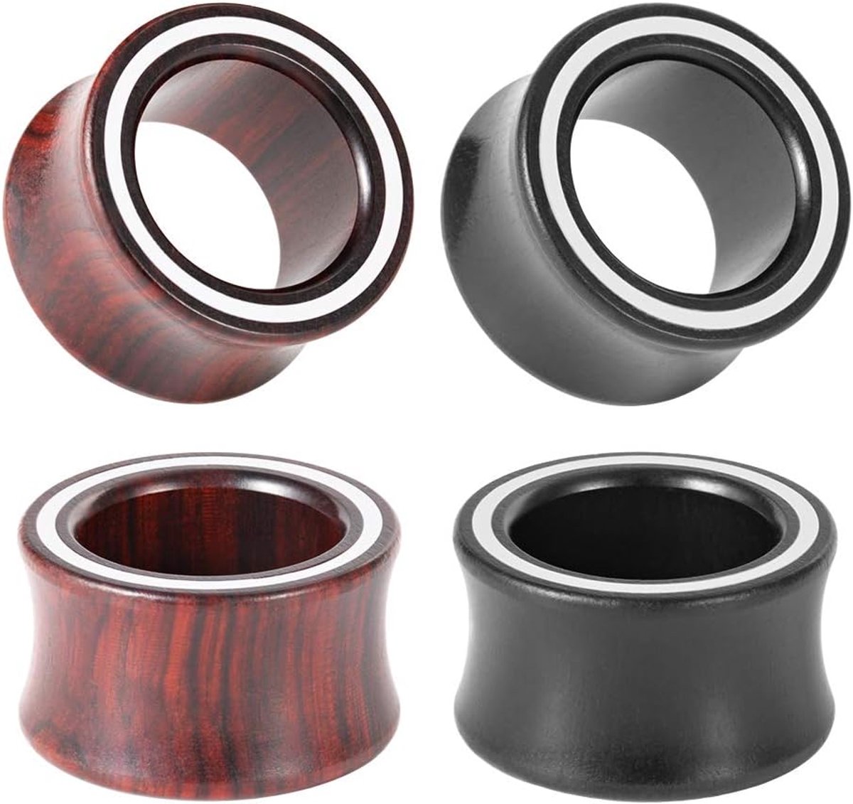 2 Paar Houten Oor Meters Oogje Oor Tunnels Elegante Stekkers Seashell Cirkel Stijl Oorbellen Brancard.