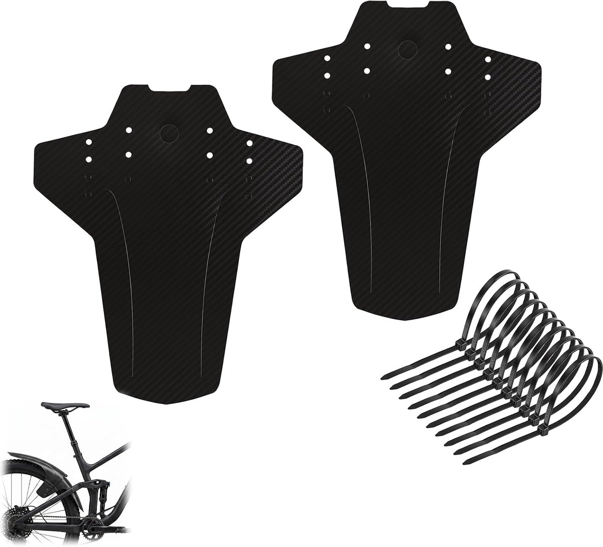 Spatbord voor mountainbike, 2 stuks, 265 x 220 x 0,8 mm, voor achter, 20-29 inch, MTB, compatibel