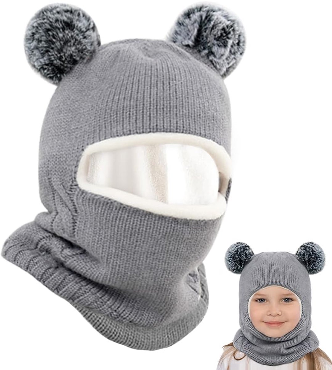 mizikuu slouch muts baby, gebreide muts bobble fleece voering warme schattige wintermuts warme muts en sjaal set beanie muts zacht katoen caps sjaals mutsen