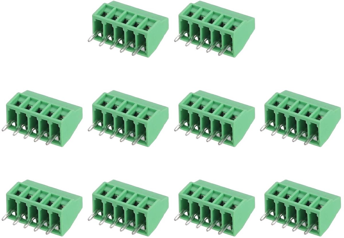 10 stuks 5-polige PCB-klemlijst, 2,54 mm PCB-schroefklemmen stekkers en stopcontacten kits aansluitklem blok 150V 6A voor 26-18AWG kabel