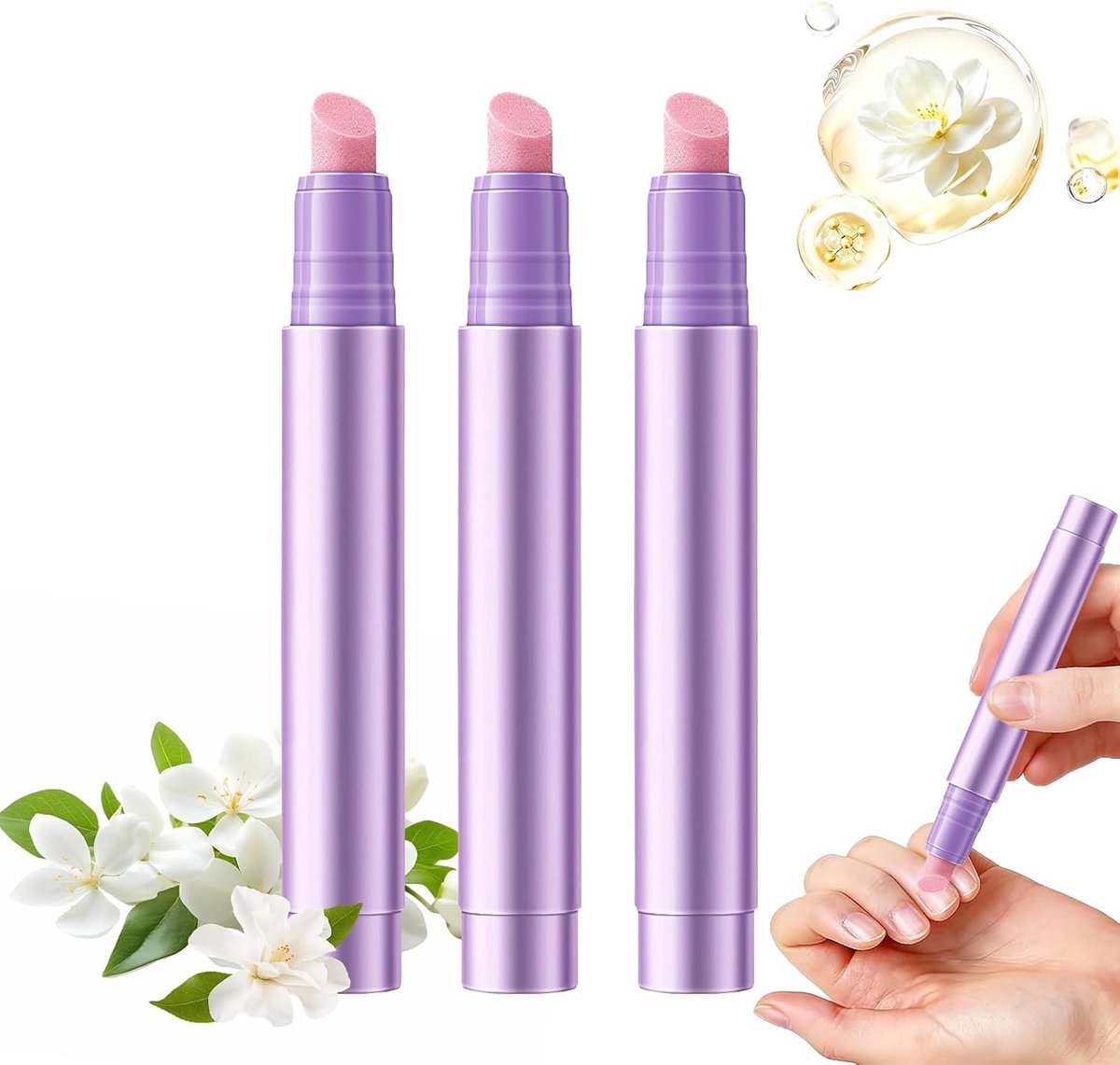 3 stuks nagelriemschuiver, oliestift, cuticle oil pusher pen, 3-in-1 nagelriemschuiver, hydraterende nageloliestift, nagelverzorging, nagelriemverwijderaar, voor droge en belaste nagels