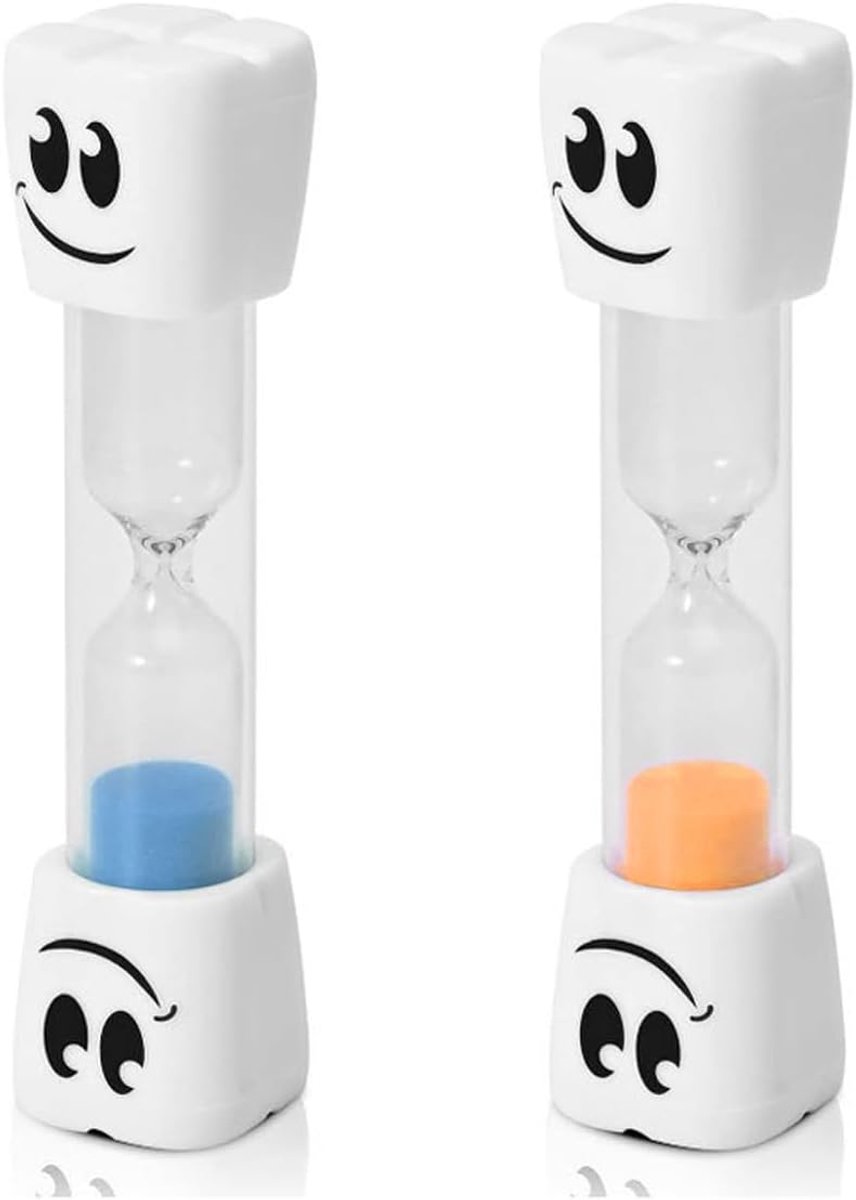 2 stuks Zandloper Tandenpoetsen Kinderen - Ca. 3 Minuten Timer Met Smiley Tandenborstel, Kleurrijke Zand Eieruhr voor Keuken, Kinderen, Thuis, Kantoor en Speelgoed