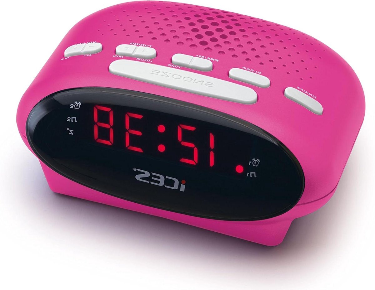 Wekkerradio - Klokradio - Wakker Worden - Dubbele Wektijden - 06 Inch Display - Roze