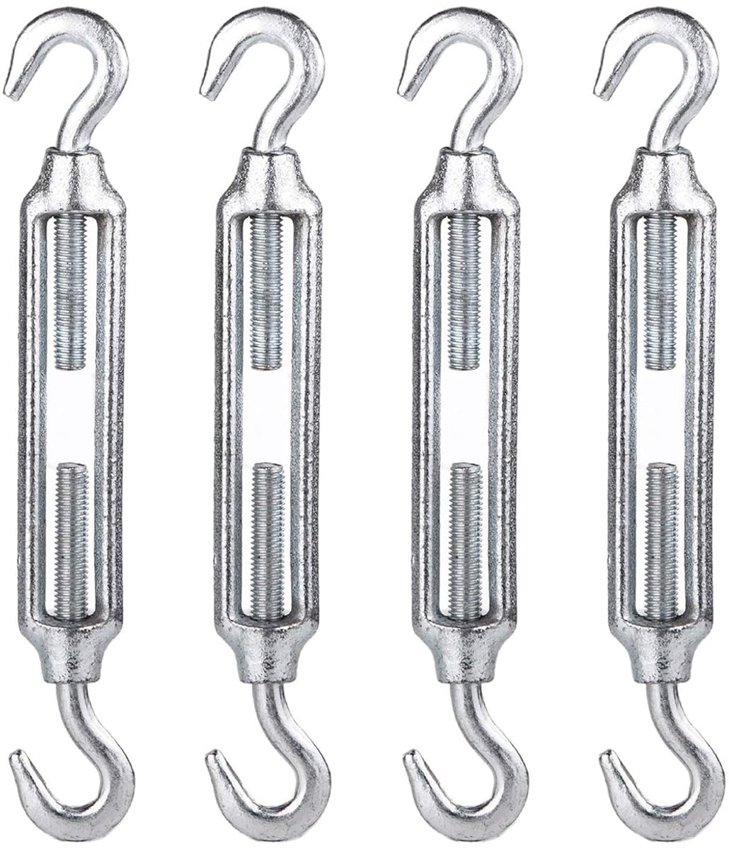 (Pack van 4 stuks) Draadspanner 12 x 125 mm zeef M12 verzinkt staal DIN 1480 haak touw kabel spanning Heavy Duty (4)