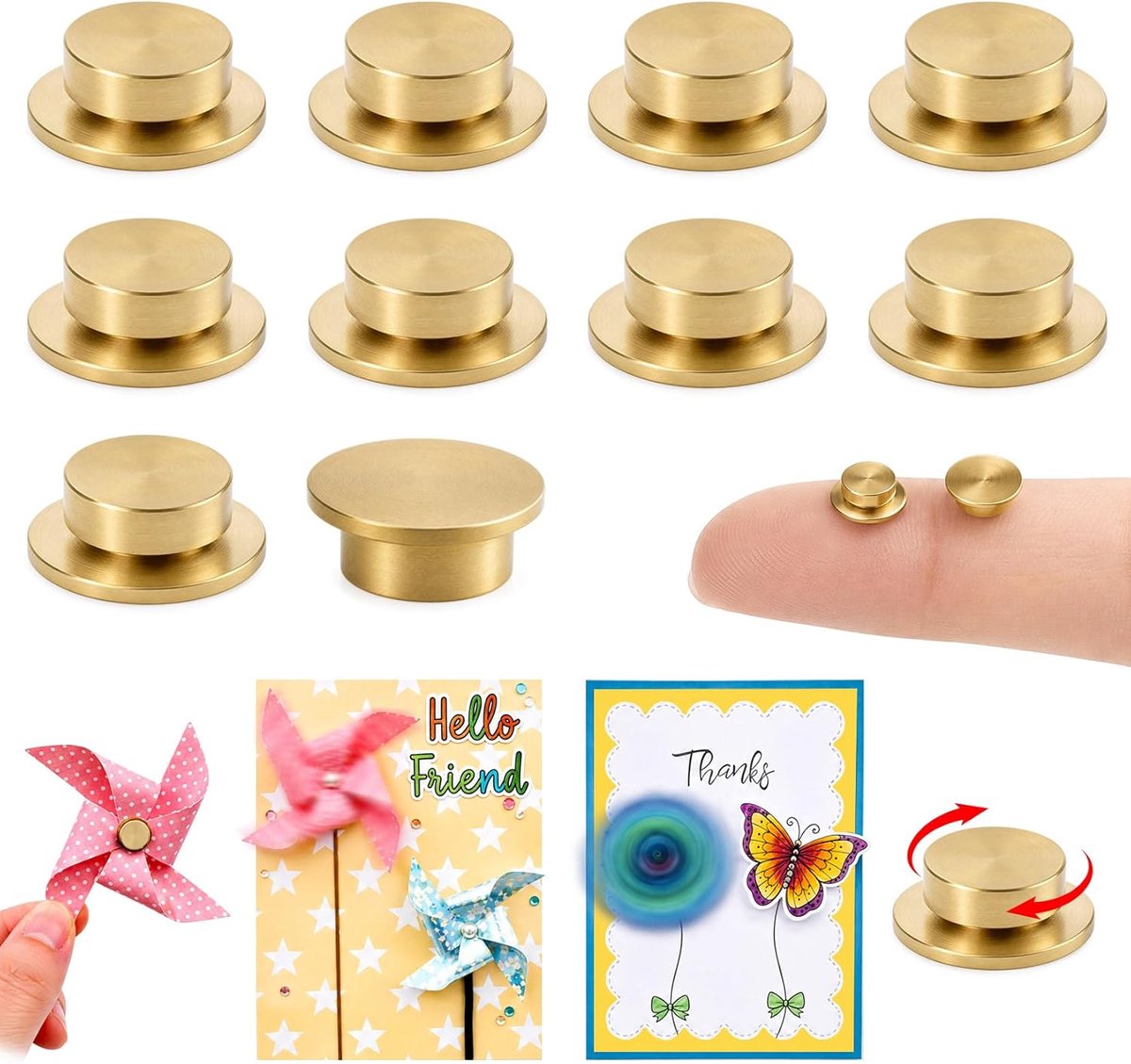 Spinning Axis – Nail-art-accessoire – Draaiende as – Draaibare Metaal Kogellagers - 10 Stuks - 7 mm 360 Graden Rotatie - Kleine Draaibare Bevestiging voor Papierkaarten en Handwerk - Scrapbooking Accessoire - Precisie Beweging